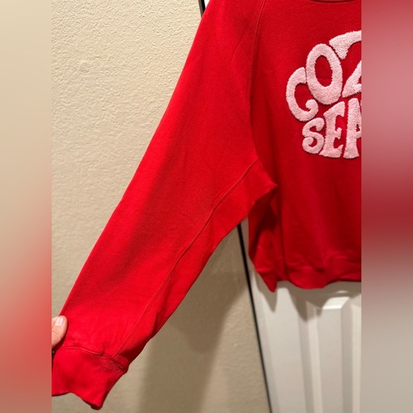 NWOT J.Crew Cozy Season Crewneck Sweatshirt Red , size Large - Picture 4 of 11